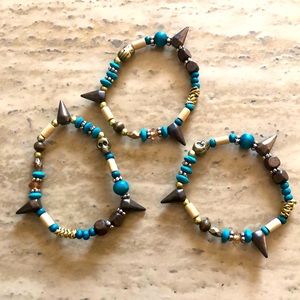 3 beaded skull bracelets